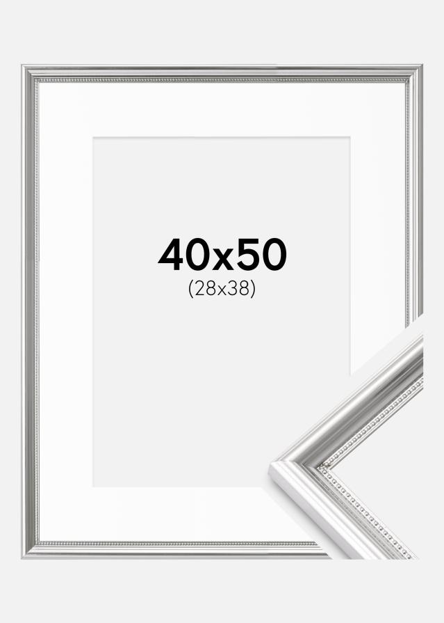 Ramă Gala Argint 40x50 cm - Paspartuuri Alb 29x39 cm