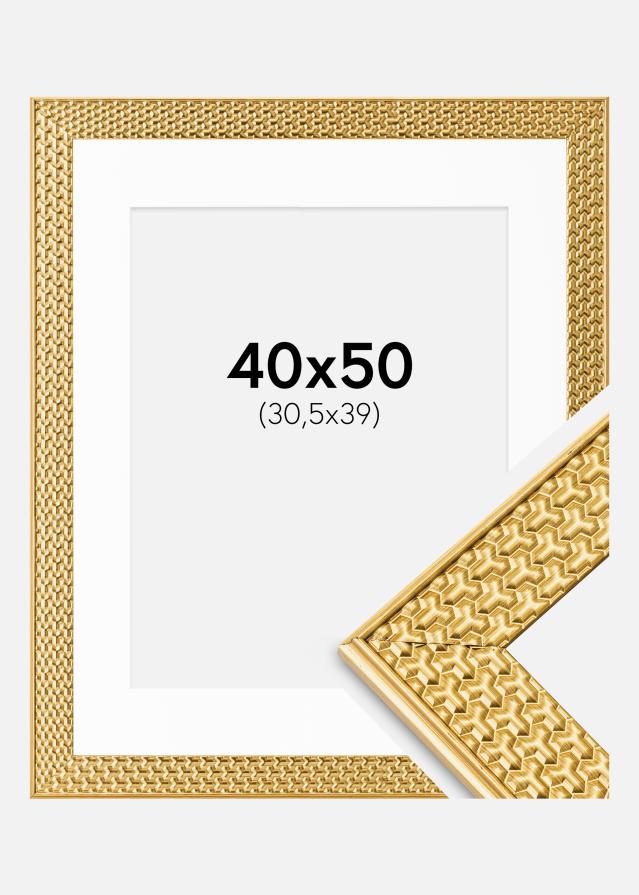 Ramă Grace Aur 40x50 cm - Paspartuuri Alb 31,5x40 cm