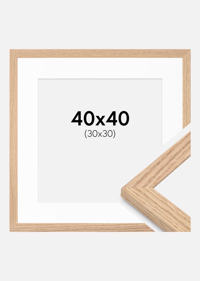 Ramă Tidlös Masiv Stejar 40x40 cm - Passepartout Alb 31x31 cm