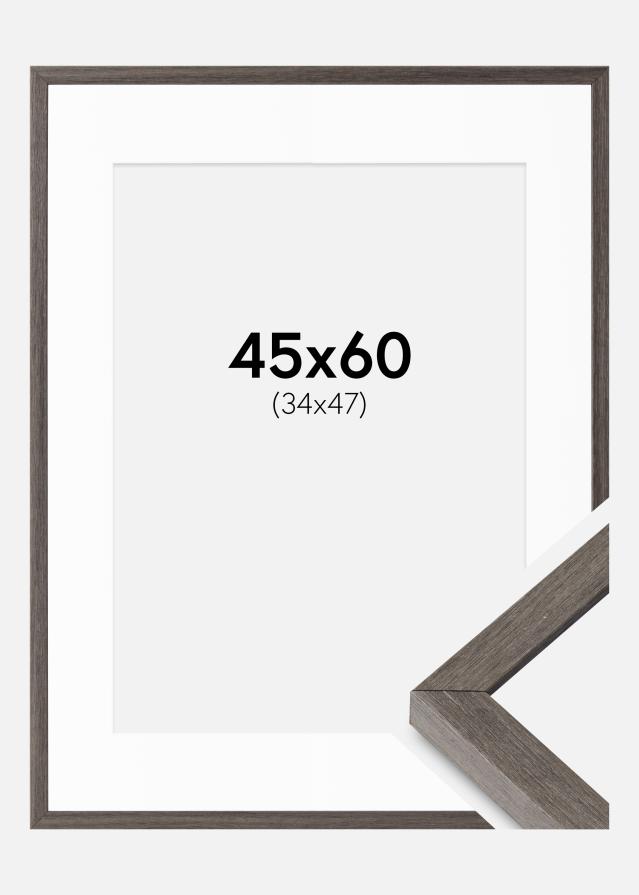 Ramă Gri Stejar Ares 45x60 cm - Paspartuuri Alb 35x48 cm