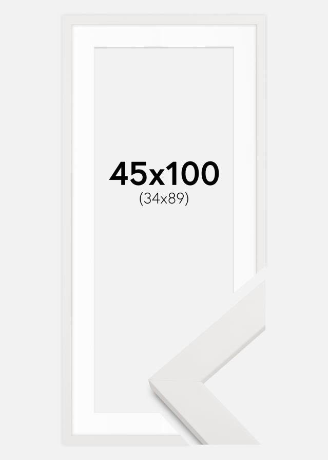 Ramă Alb Lemn 45x100 cm - Paspartuuri Alb 35x90 cm
