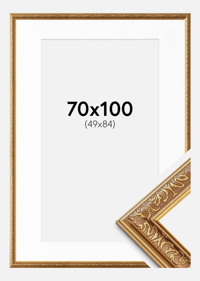 Ramă Swirl Aur 70x100 cm - Paspartuuri Alb 50x85 cm
