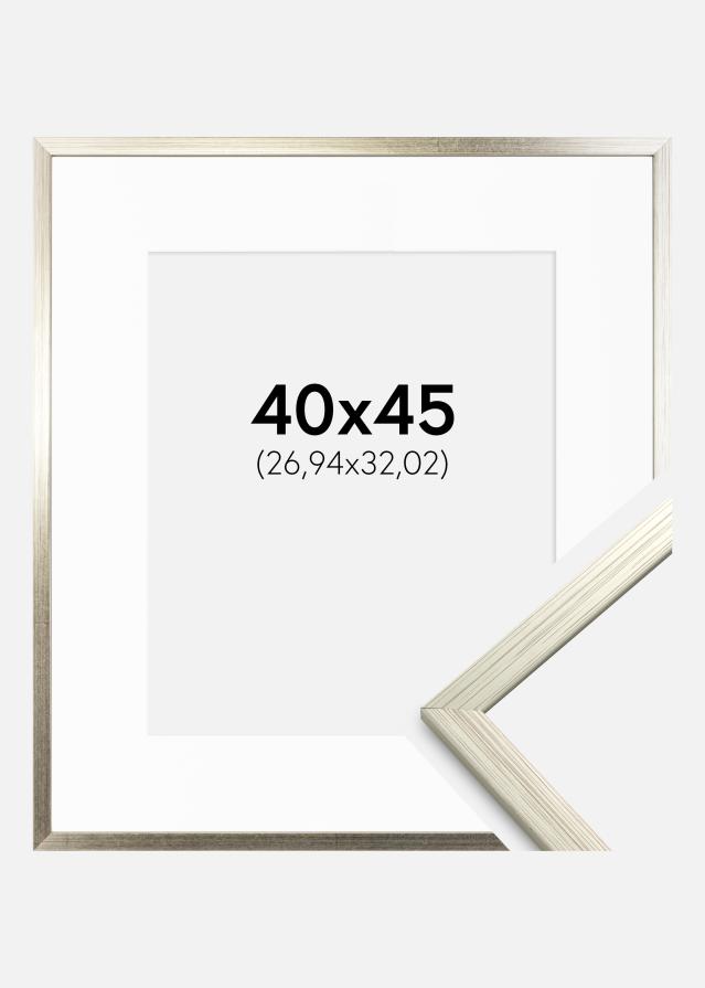 Ramă Edsbyn Argint 40x45 cm - Paspartuuri Alb 11x13 inches