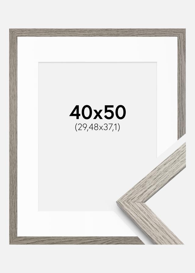 Ramă Stilren Gri Stejar 40x50 cm - Paspartuuri alb 12x15 inches