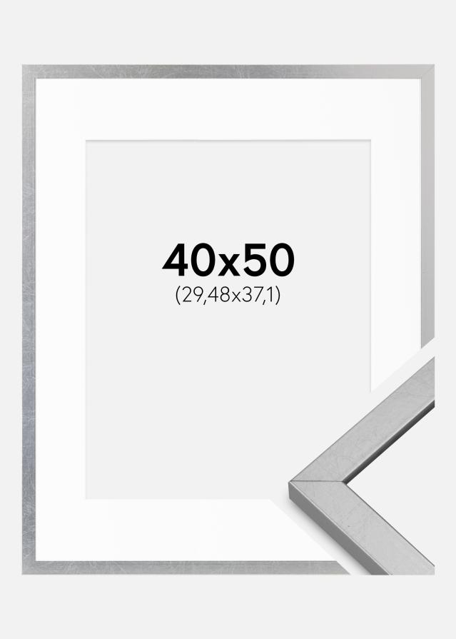 Ramă Minerva Argint 40x50 cm - Paspartuuri Alb 12x15 inches