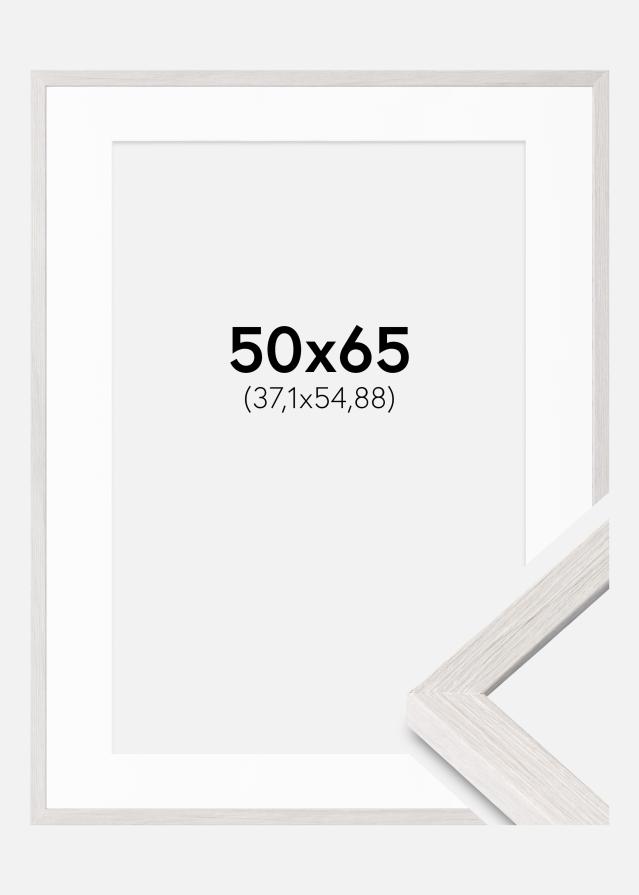 Ramă Ares Alb Stejar 50x65 cm - Paspartuuri Alb 15x22 inches
