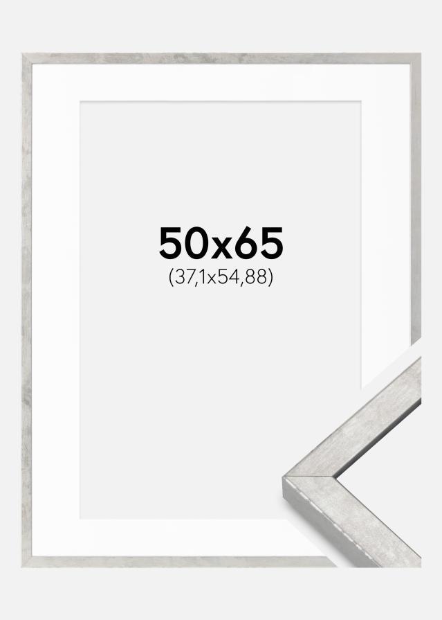 Ramă Ares Argint 50x65 cm - Paspartuuri Alb 15x22 inches