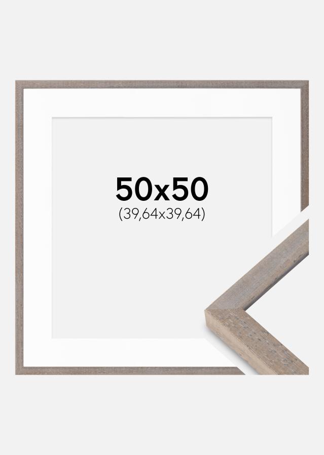 Ramă Ares Gri 50x50 cm - Paspartuuri Alb 16x16 inches