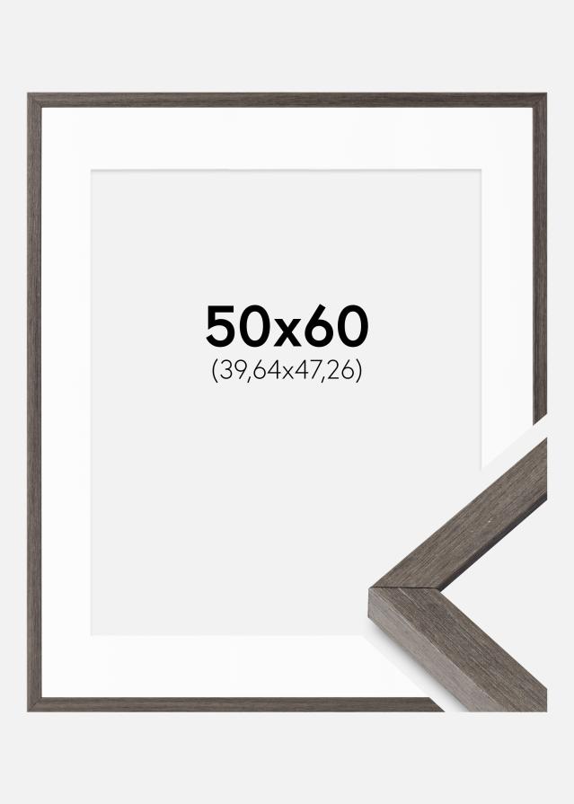 Ramă Gri Stejar Ares 50x60 cm - Paspartuuri Alb 16x19 inches
