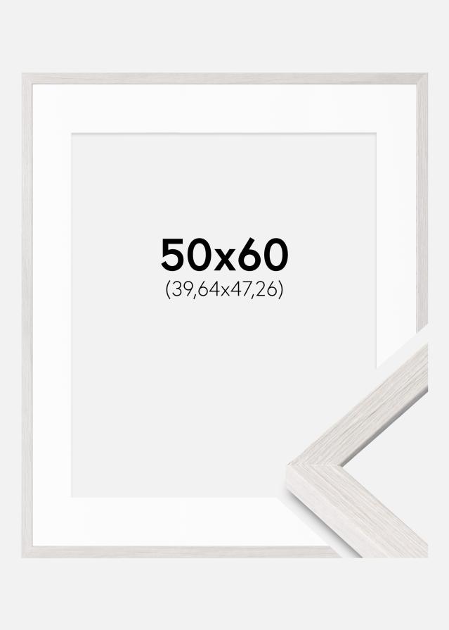 Ramă Ares Alb Stejar 50x60 cm - Paspartuuri Alb 16x19 inches