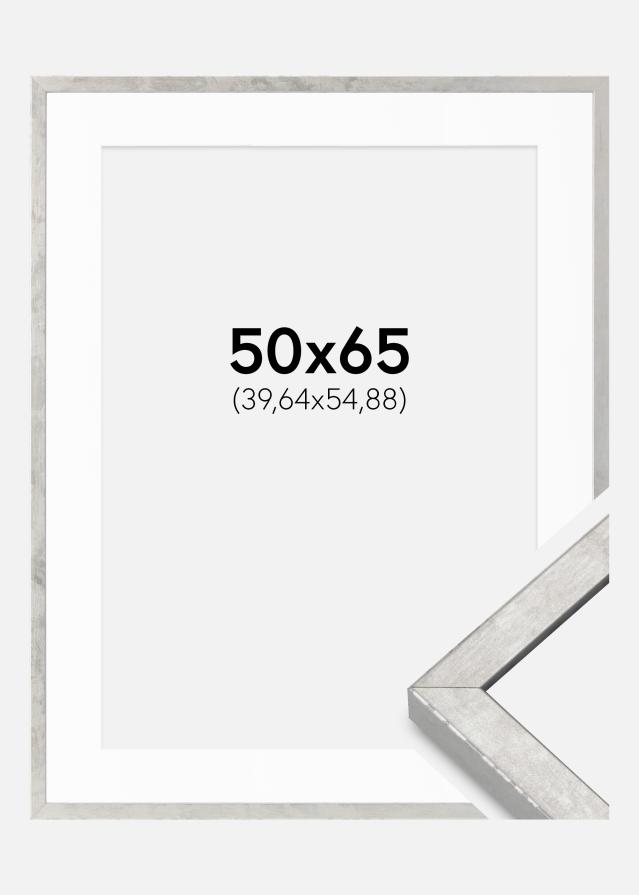 Ramă Ares Argint 50x65 cm - Paspartuuri Alb 16x22 inches