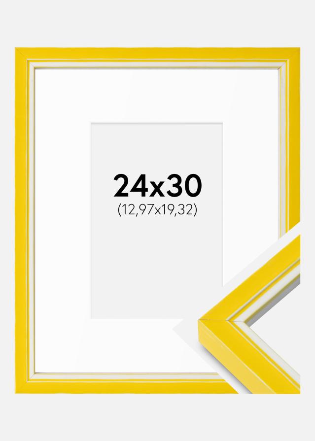 Ramă Diana Galben 24x30 cm - Paspartuuri Alb 5,5x8 inches