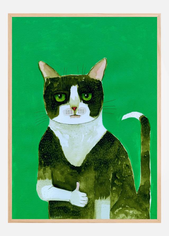 Tuxedo Cat Thumbs Up Poster
