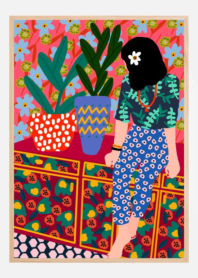 Girl with plants Poster