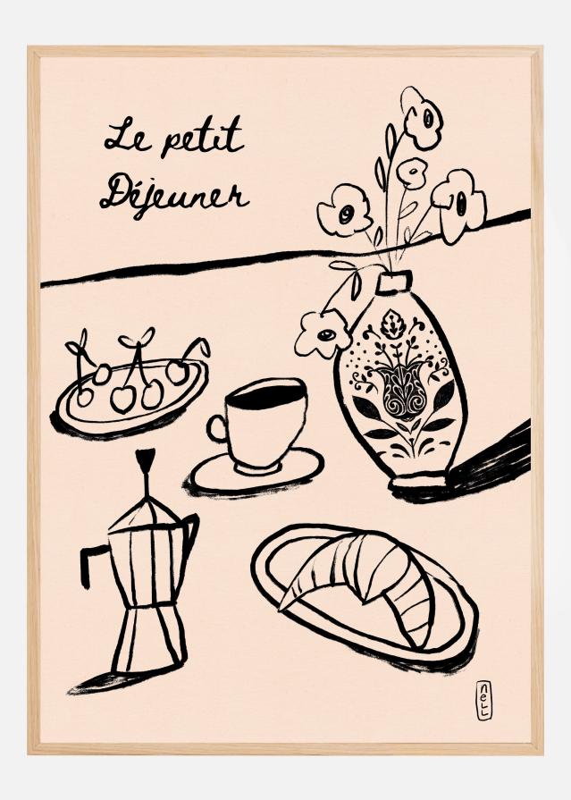 Le Petit Dejeuner Breakfast in Black Poster