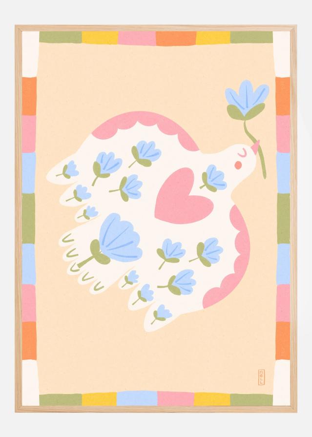 Dove of Peace with Flowers Poster
