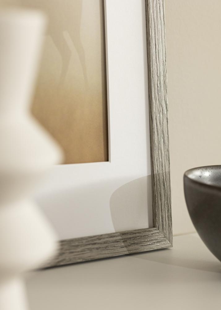 Ramă Stilren Gri Stejar 40x50 cm - Paspartuuri alb 27,5x37 cm