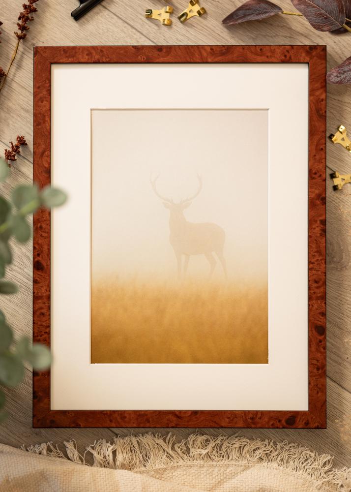 Ramă Hermes Nuc 42x59,4 cm - Paspartuuri Alb 25x38 cm