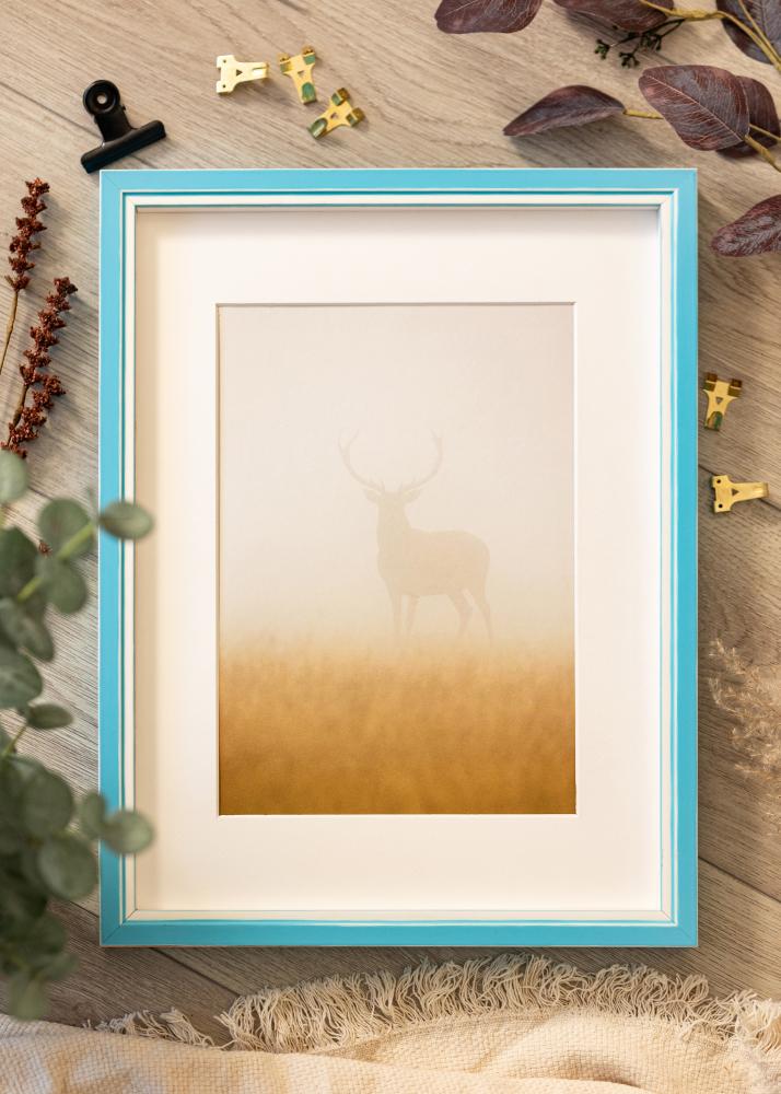 Ramă Diana Albastru deschis 30x40 cm - Paspartuuri Alb 8x12 inch