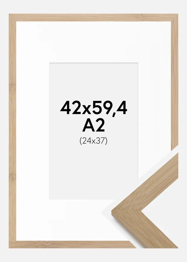 Ramă Hoei Bambus 42x59,4 cm - Paspartuuri Alb 25x38 cm