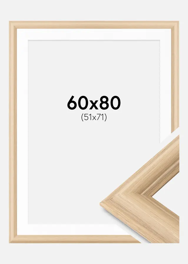 Ramă Västkusten Stejar 60x80 cm - Paspartuuri Alb 52x72 cm