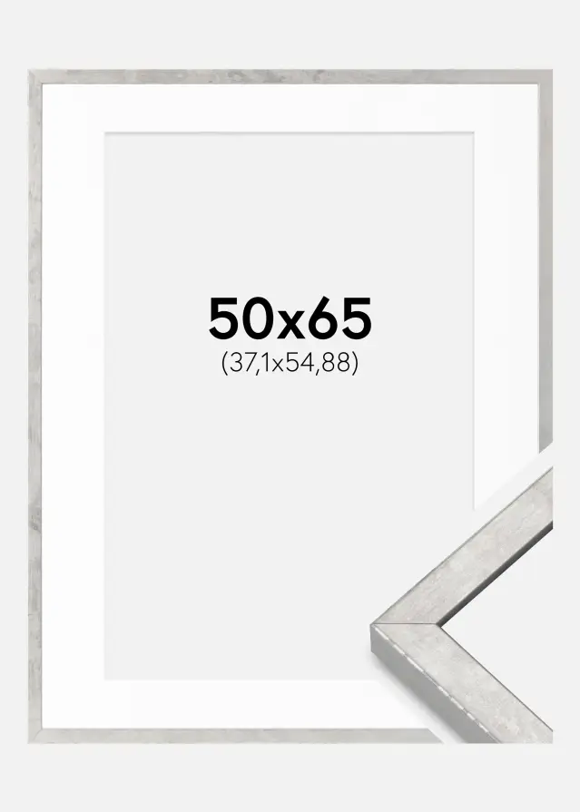 Ramă Ares Argint 50x65 cm - Paspartuuri Alb 15x22 inches