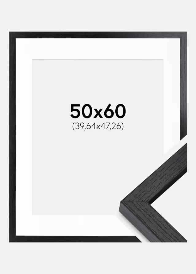 BGA Cadru cutie Negru 50x60 cm - Paspartuuri Alb 16x19 inches
