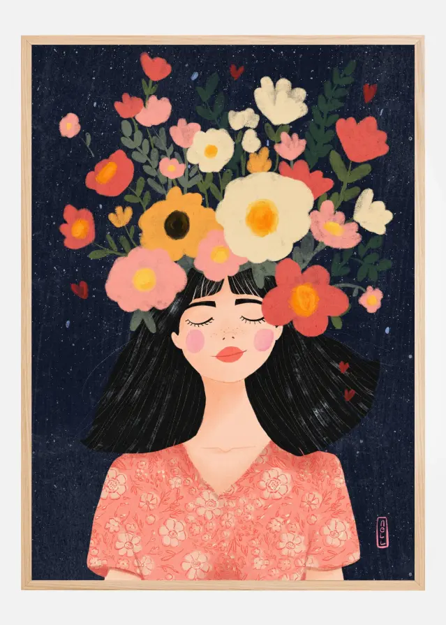 Midnight Flowers and Thoughts Poster