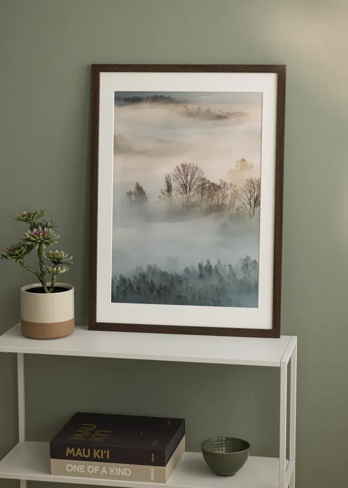 Ramă Lemn Maro 55x80 cm - Paspartuuri Alb 45x70 cm