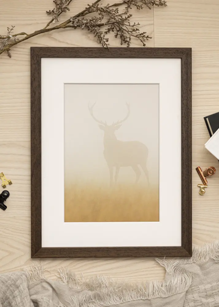 Ramă Lemn Maro 55x80 cm - Paspartuuri Alb 45x70 cm
