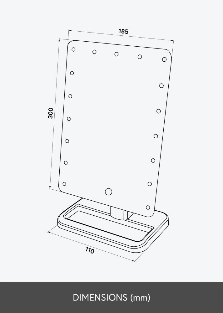 KAILA Oglindă pentru machiaj Foot Alb 18x30 cm