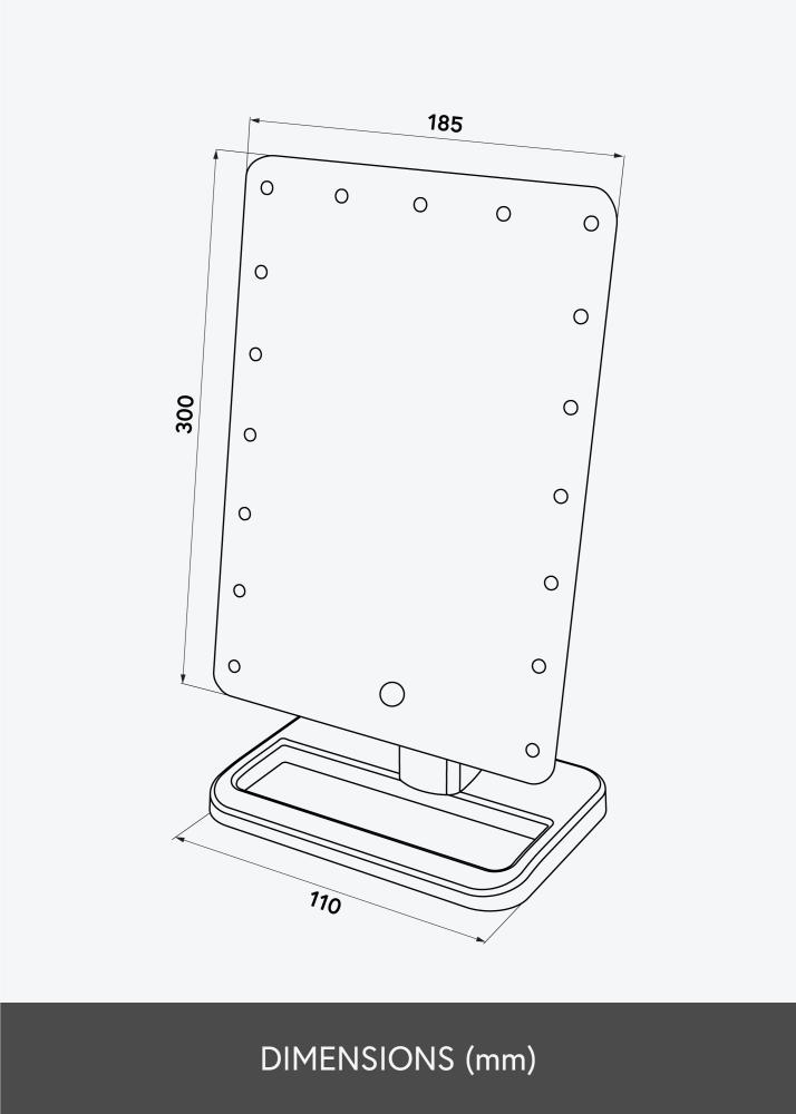 KAILA Oglindă pentru machiaj Foot Negru 18x30 cm