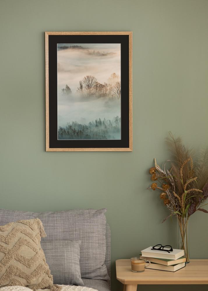 Ramă Fiorito Stejar deschis 40x50 cm - Paspartu Negru 12x16 inches