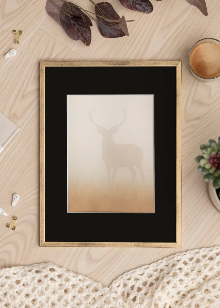 Ramă Galant Auriu 50x70 cm - Paspartu Negru 42x59,4 cm (A2)