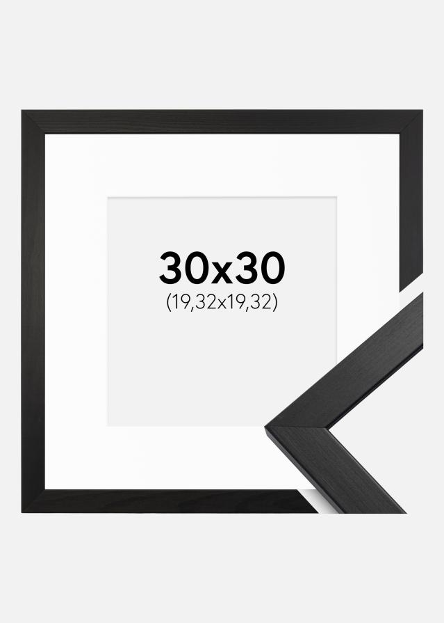 Ramă Stilată Negru 30x30 cm - Paspartu Alb 8x8 inches