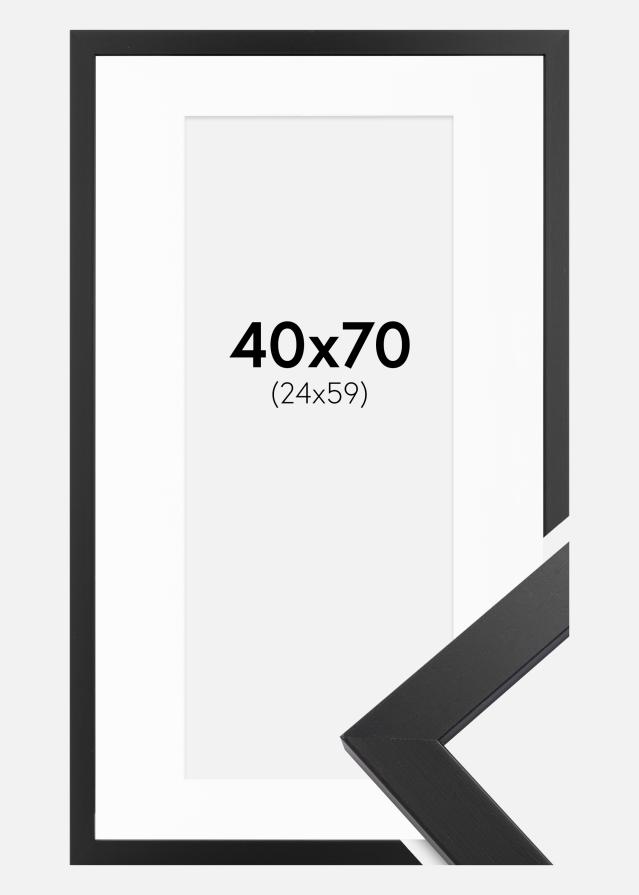 Ramă Black Wood 40x70 cm - Paspartu Alb 25x60 cm