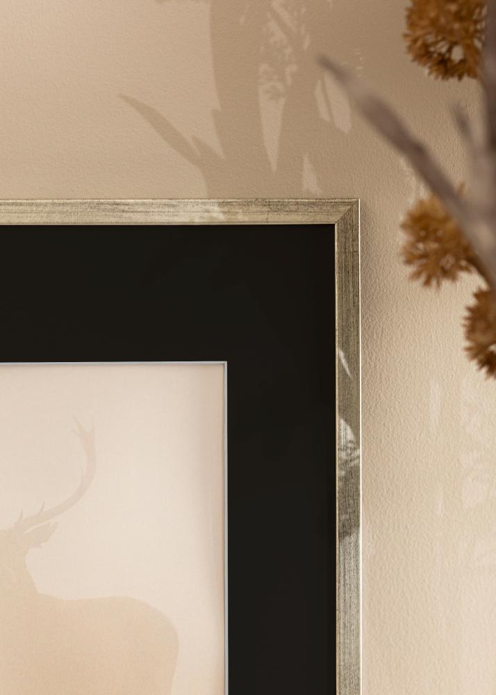 Ramă Galant Argintiu 40x50 cm - Paspartu Negru 12x16 inches