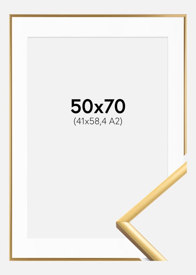 Ramă New Lifestyle Shiny Gold 50x70 cm - Paspartu Alb 42x59,4 cm (A2)