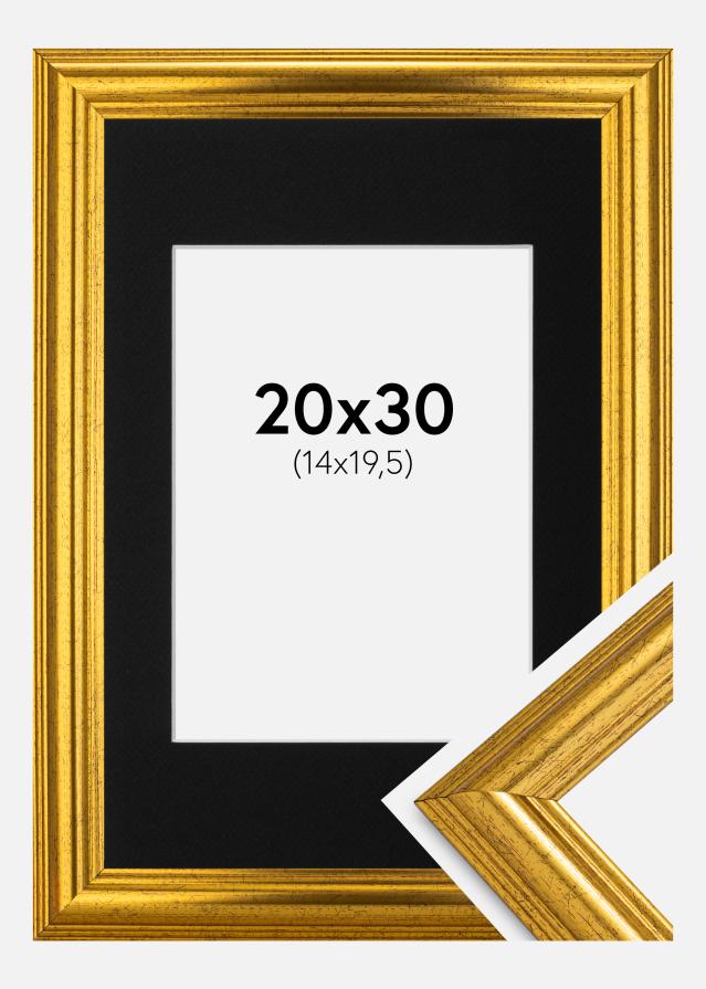 Ramă Västkusten Auriu 20x30 cm - Paspartu Negru 15x21 cm (A5)