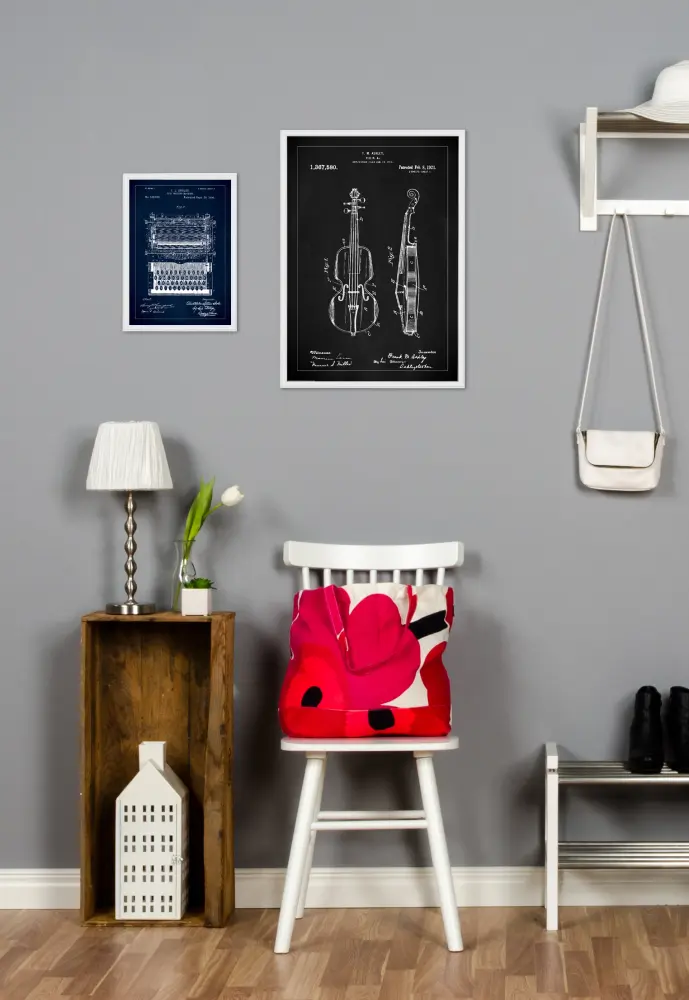 Schiță - Vioară - Negru Poster