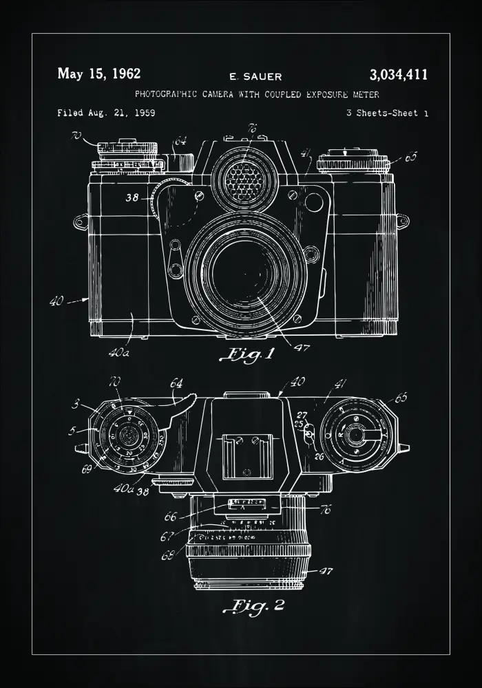 Schiță - Cameră în - Negru Poster