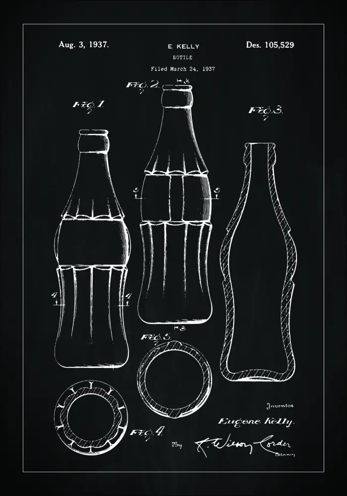 Schiță - Coca Cola - Negru Poster