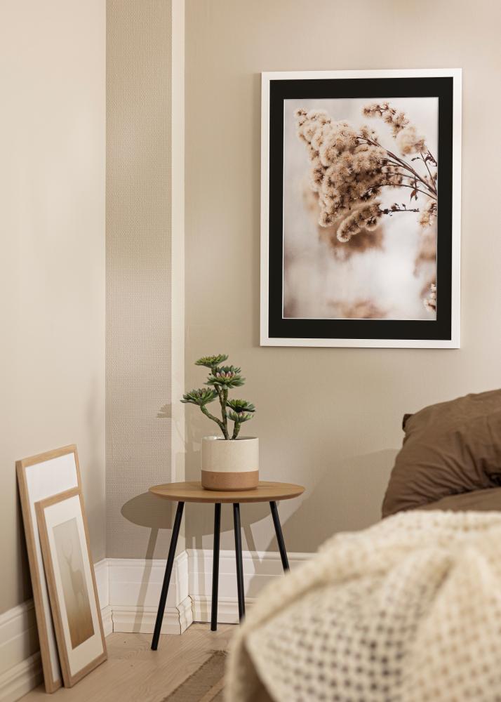 Ramă White Wood 50x100 cm - Paspartu Negru 30x80 cm