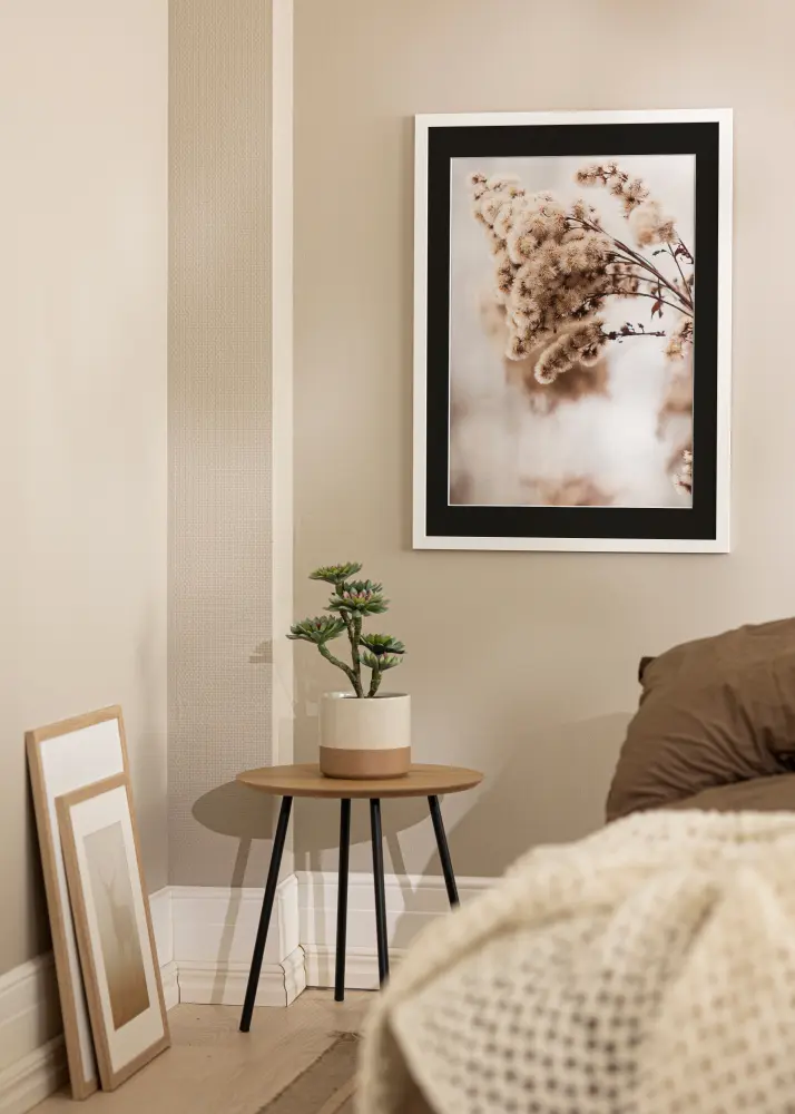 Ramă White Wood 50x100 cm - Paspartu Negru 30x80 cm