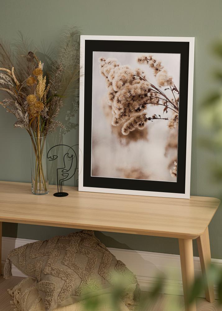 Ramă White Wood 50x100 cm - Paspartu Negru 30x80 cm