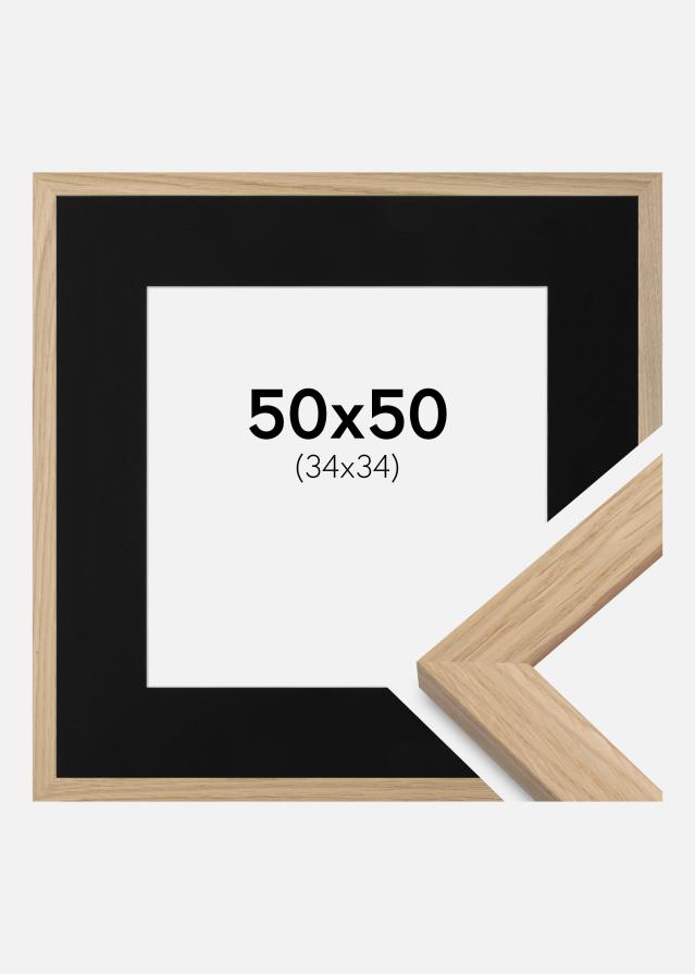 Ramă Oak Wood 50x50 cm - Paspartu Negru 35x35 cm