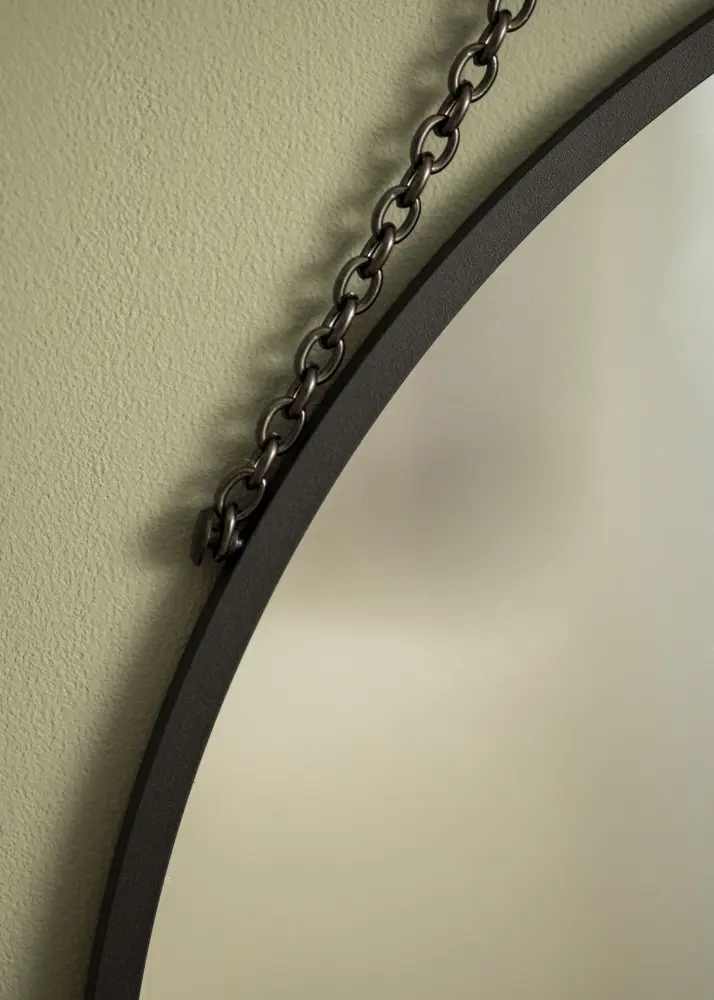 Rotund Oglindă Modern Negru 50 cm Ø