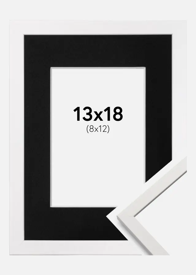 Ramă Edsbyn Alb 13x18 cm - Paspartu Negru 9x13 cm
