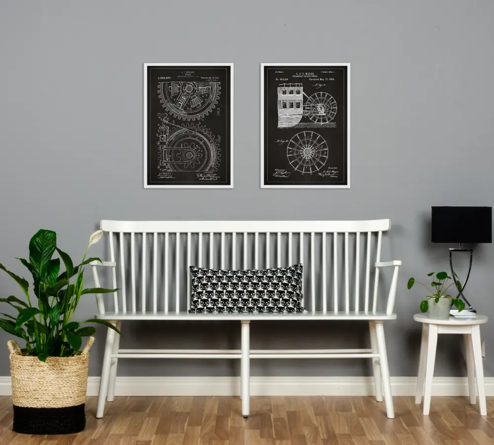 Schiță - Roată dințată - Negru Poster