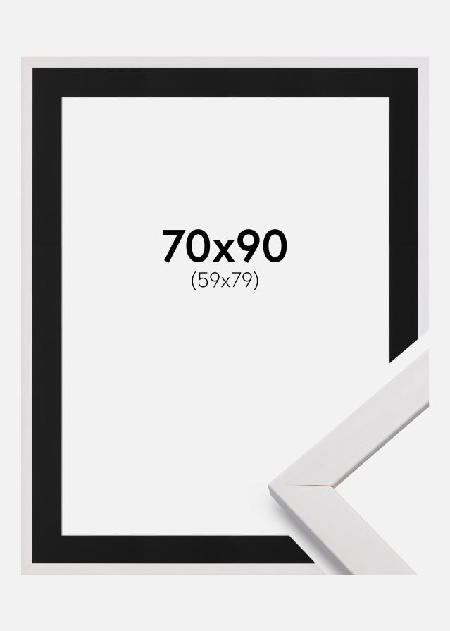 Ramă Stilată Alb 70x90 cm - Paspartu Negru 60x80 cm